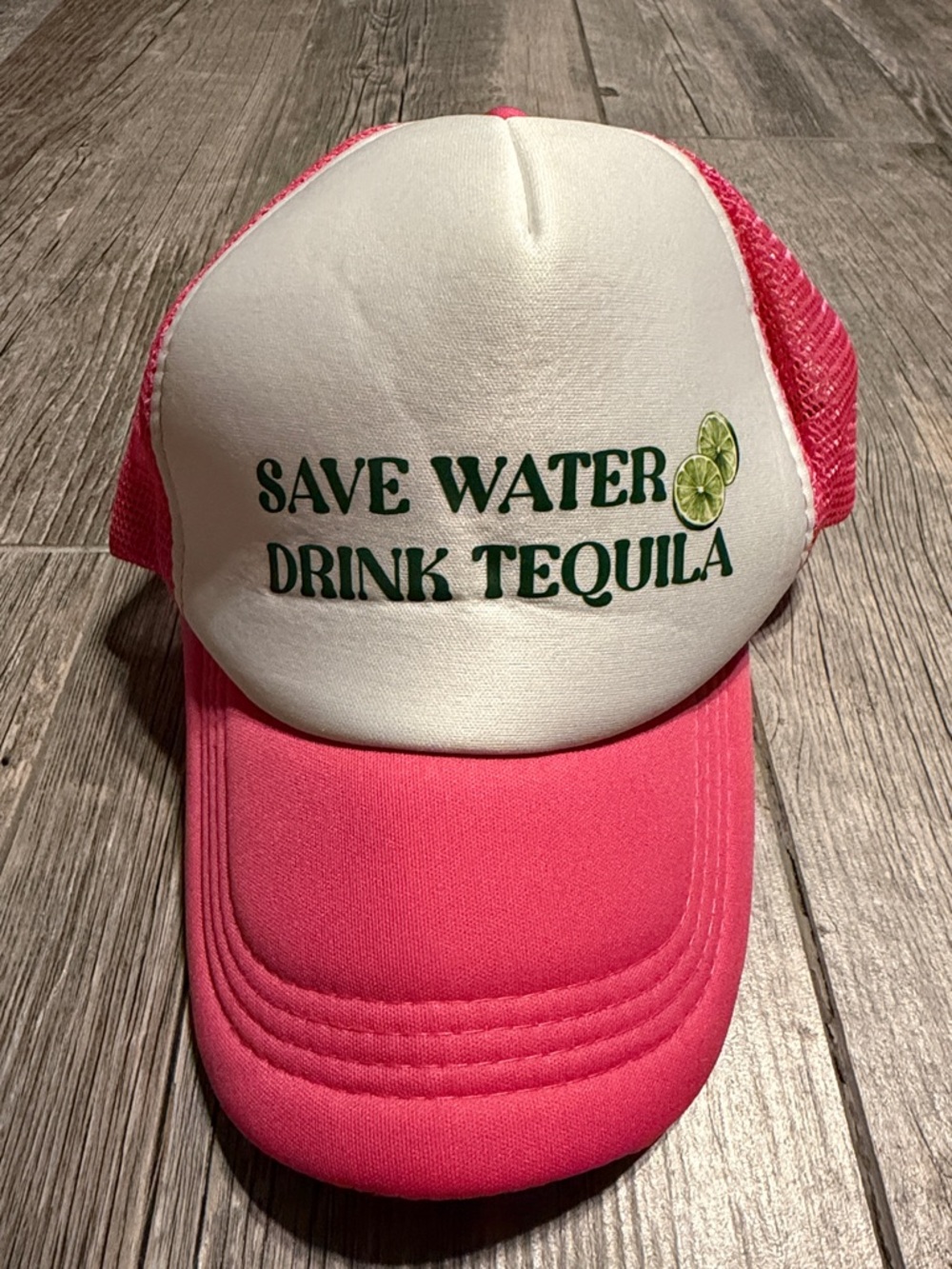 Pink and White 'Save Water Drink Tequila' Trucker Hat
